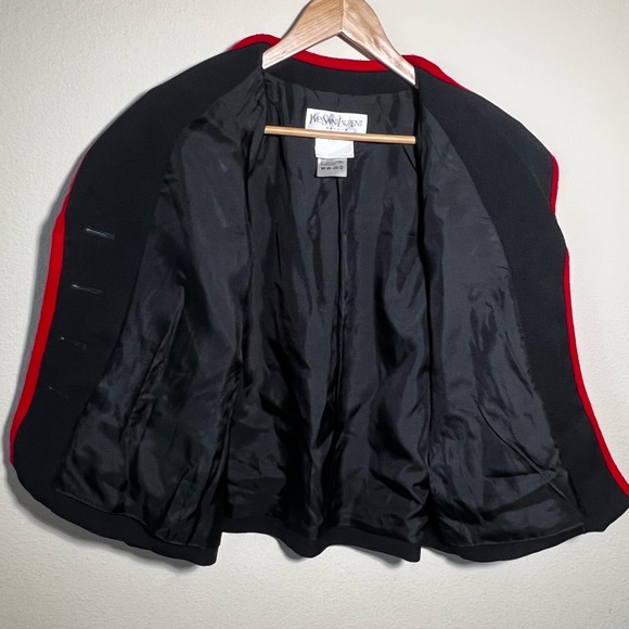 Yves Saint Laurent Encore Black And Red Blazer Made In France Size 14 Laine Wool - Picture 9 of 10